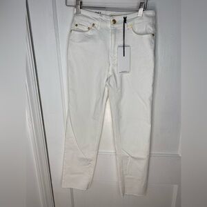 NWT Oat New York Nordstrom White Jeans with Gold Shell Button